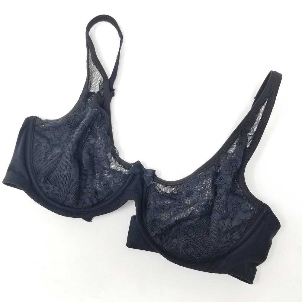 Victoria's Secret Lacey Unlined Demi Bra Black size 32DD
